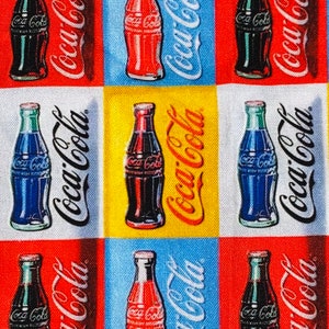 Coke Fabric 100% Cotton Fabric Fat Quarter Tumbler Cut Coca Cola Fabric Vintage Coke Bottles Inspired Fabric