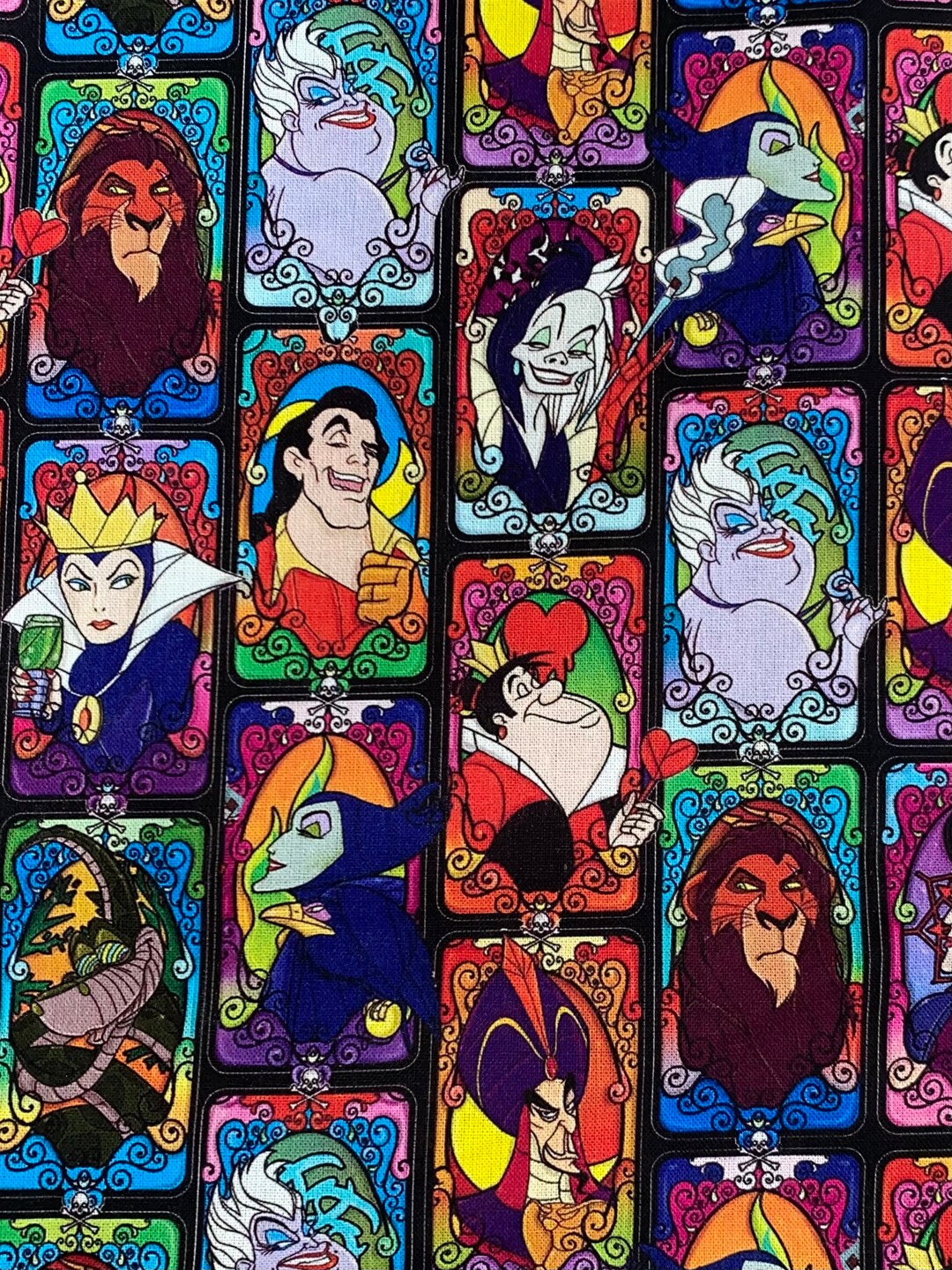 18x10” Disney Villains 100 Cotton Fabric Remnant Disney Fabric
