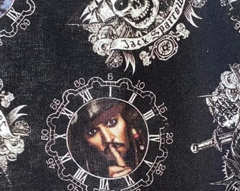 Jack Sparrow Fabric 100% Cotton Fabric Fat Quarter Tumbler Cut Disney Fabric Pirates of the Caribbean Fabric Inspired