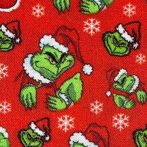 Grinch Fabric by the Yard 100% Cotton Christmas Grinchmas