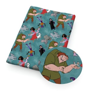 18x10” Hunchback of Notre Dame Fabric 100% Cotton Fabric Remnant Disney Collage Quasimodo Esmeralda Gargoyls