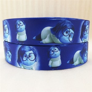 Ruban Disney's Inside Out Ruban gros-grain haute qualité 2,5 cm par mètre | Ruban tristesse