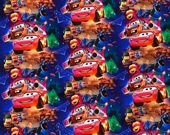 Disney Cars Fabric 100% Cotton Fabric Fat Quarter Tumbler Cut Cars Land Fabric Lighting McQueen, Mater, Sally Doc, Radiator Springs