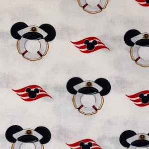 Disney Cruise Line Fabric 100% Cotton Fabric Fat Quarter Tumbler Cut Captain Mickey Mouse Cruise Ship Boat Vacation Fabric