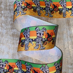 Disney Halloween Ribbon 1&quot; & 1.5&quot; Grosgrain Ribbon By The Yard High Quality Disney Mickey Minnie Mummy Costumes
