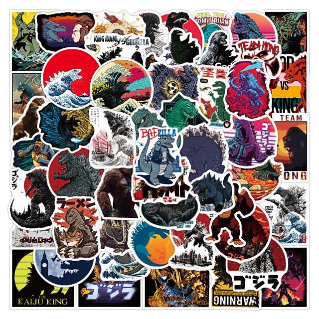 Godzilla King Kong Sticker Packs | Water Resistant | Laptop Sticker | Water Bottle Action Superhero Godzilla Stickers