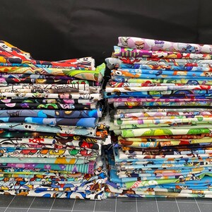 Disney Fat Quarter and More Fabric Bundle 100% Cotton Quilting Mystery Grab Bag NO Duplicates 5 Fat Quarters Novelty Fabric