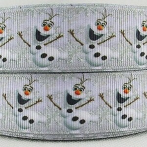 Disney Olaf Ribbon 1" hoogwaardig grosgrain lint op maat gesneden collage Disney Frozen Dancing Snowman Winter Christmas