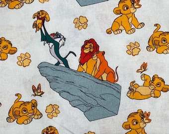 Disney Lion King Fabric 100% Cotton Fabric Fat Quarters Tumbler Cut Simba Timon Rafiki Pumba Collage