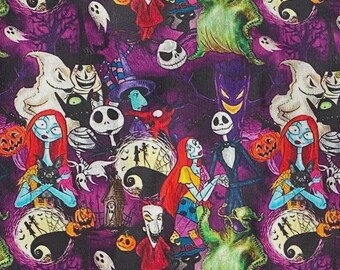 Nightmare Before Christmas Fabric 100% Cotton Fabric by the Yard Disney Oogie Boogie Jack Skellington NBC Fabric