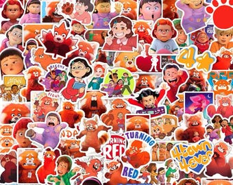 Disney Turning Red Sticker Packs | Water Resistant | Laptop Stickers | Water Bottle Disneyland Red Panda Miriam Disney Stickers 4 Town Four