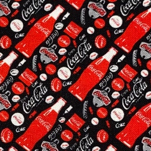 18x10” Coke Fabric 100% Cotton Fabric Remnant Coca Cola Fabric