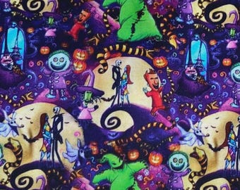Nightmare Before Christmas Fabric 100% Cotton Fabric by the Yard Disney Oogie Boogie Jack Skellington NBC Fabric
