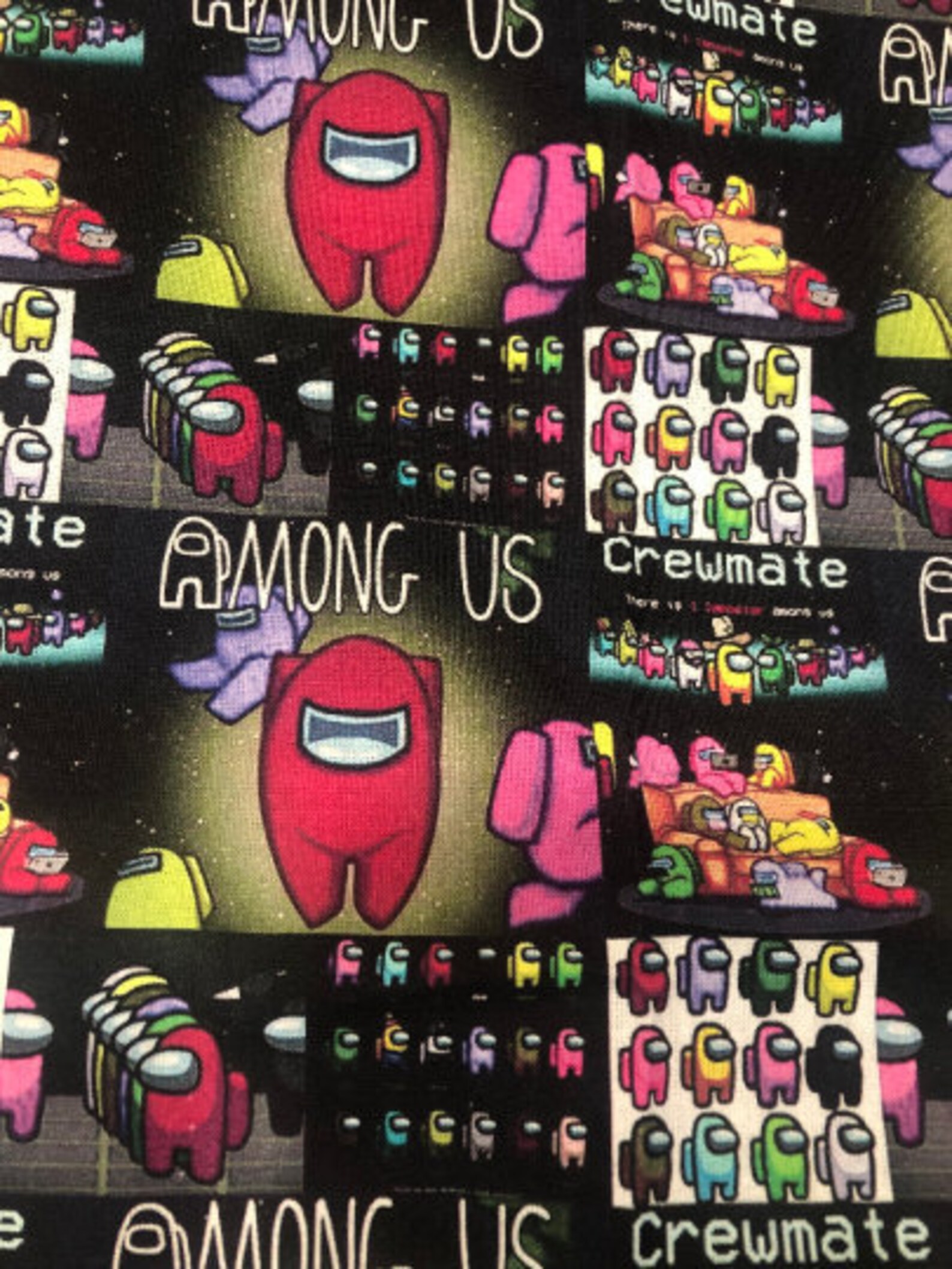 Among Us Game Collage 100 Cotton Fabric by the Yard Etsy