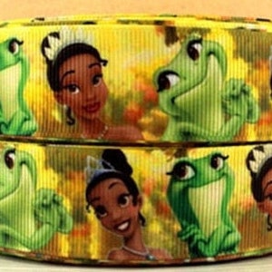Disney Princess and the Frog Ribbon 1&quot; High Quality Grosgrain Ribbon By The Yard Princess Tiana Ribbon Character Cartoon