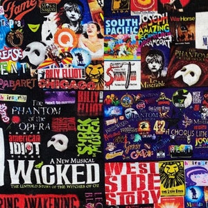 18x10 ”Boutique Theater spielt Stoff 100% Baumwolle Stoffrest Theatrical West Side Story Wicked Grease Phantom Opera Jersey Boys Mehr
