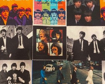 Beatles Fabric 100% Cotton Fabric by the Yard Music Group Album Covers Paul McCartney, John Lennon Ringo Starr George Harrison