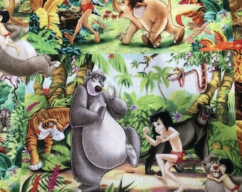 Tela de Disney Jungle Book, 100 % algodón, corte en cuarto de grasa, para vaso, Disney Classic Mowgli Baloo Bagheera Animals