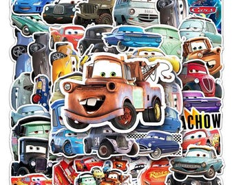 Cars Stickers – Lightning McQueen Mater Sticker Pack, Cartoon Car Stickers for Water Bottle Laptop Vinyl Stickers