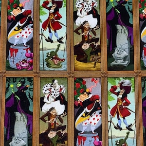 18x10” Haunted Mansion Fabric 100% Cotton Fabric Remnant Disney Villains Stretch Paintings Hook Maleficent Evil Queen more Fat Eighths