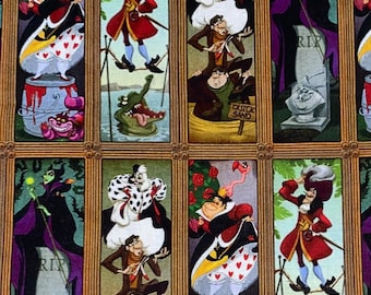 Disney Haunted Mansion Fabric 100% Cotton Fabric Fat Quarter Tumbler Cut Stretch Paintings Villains Hook Maleficent Evil Queen more