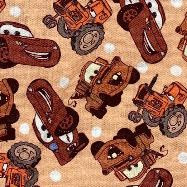 18x10” Disney Cars Fabric 100% Cotton Fabric Remnant Lighting McQueen, Mater, Sally Doc, Radiator Springs