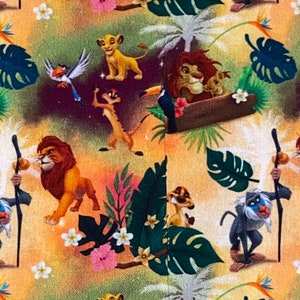 18x10” Disney Lion King Simba Timon Rafiki Pumba Collage 100% Cotton Fabric Remnant