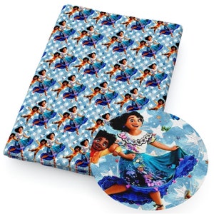 18x10” Encanto Fabric 100% Cotton Fabric Remnant Disney Maribel Antonio Blue Collage