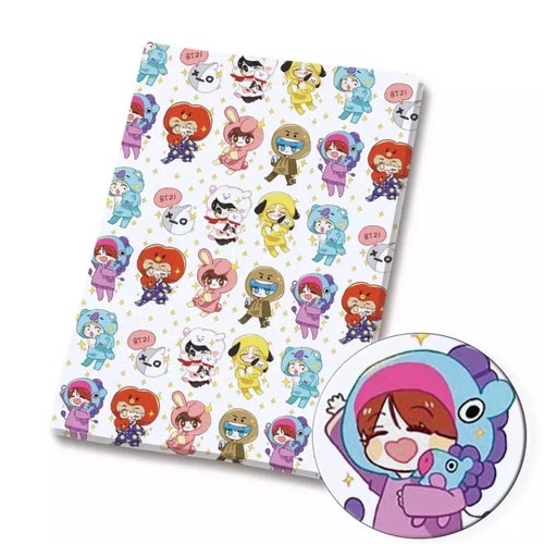 BTS Bangtan KPOP BT21 Group 100 Cotton Fabric by the Yard Etsy