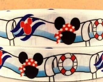 Disney Cruise Line Ribbon 7/8 "und 2" High Quality Ripsband Schüttware Schiff Boot Wasser Aqua Ente Mickey Mouse Band