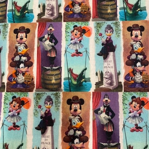 Disney Haunted Mansion Fabric 100% Cotton Fabric Fat Quarter Tumbler Cut Disney Ghosts Stretch Paintings Mickey Mouse Minnie Donald Goofy