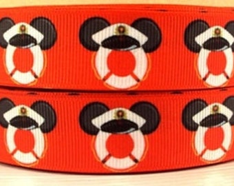 Disney Cruise Line Ribbon 7/8" High Quality Grosgrain Ribbon By The Yard Cruise Ship Boat Sailor Mickey Mouse Ribbon