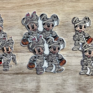 Disney Halloween Planar Resin Flat Backs | Mickey Mouse & Minnie Mouse Mummy | Hair Bow Centers, Scrapbooking Embellishment Disney Resins