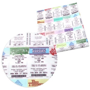 18x10” Disney Parks Fabric 100% Cotton Fabric Remnant Disney Fast Pass Tickets Collage
