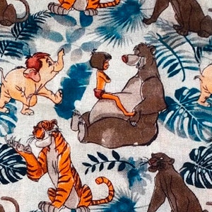 Disney Jungle Book Mowgli Baloo Bagheera 100% Cotton Fabric by the Yard Hathi Elephant