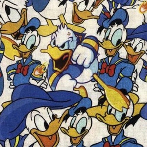 18” x 10” Donald Duck Fabric Collage 100% Cotton Fabric Remnant Disney