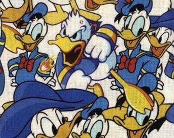 11" x 14" Donald Duck Fabric Collage 100% Cotton Fabric Remnant Disney