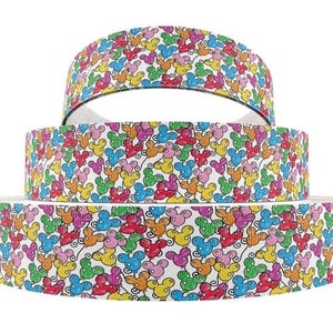 Disney Mickey Balloons Ribbon 3/8&quot; or 3/4&quot; High Quality Grosgrain Ribbon By The Yard