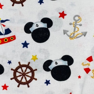 Disney Cruise Fabric 100% Cotton Fabric Fat Quarter Tumbler Cut Captain Mickey Mouse Sailor Fabric Boat Ship Sailboat Anchor Cruising