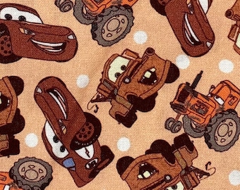 Disney Cars Fabric 100% Cotton Fabric Fat Quarter Tumbler Cut Cars Land Fabric Lighting McQueen, Mater, Sally Doc, Radiator Springs