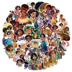 May include: A colorful set of stickers featuring characters from the animated film Encanto. The stickers feature various characters, including Mirabel, Bruno, and Abuela, as well as the magical casita. The stickers are perfect for adding a touch of Encanto magic to your belongings.