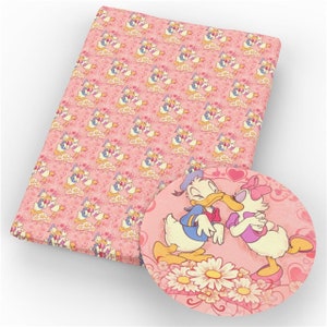 18 x 10&quot; Disney-eendstof 100% katoenen stof overblijfsel Disney-collage Donald Daisy roze kussende harten