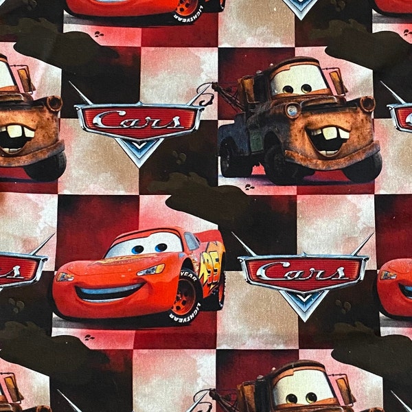 Disney Cars Fabric 100% Cotton Fabric Fat Quarter Tumbler Cut Cars Land Fabric Lighting McQueen, Mater, Sally Doc, Radiator Springs