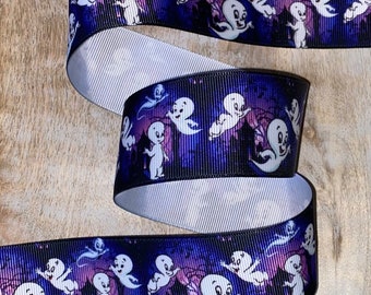 Disney Casper Ribbon 2,5 cm & 3,8 cm Grosgrainband, metervara, högkvalitativt Disney Halloween Casper det vänliga spöket