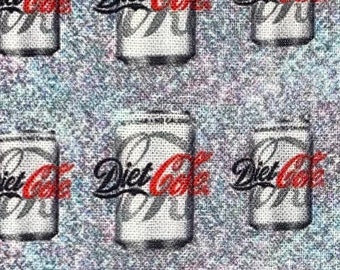 Diet Coke Fabric 100% Cotton Fabric Fat Quarter Tumbler Cut Diet Coke Fabric Soda Pop Coca Cola Fabric