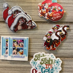 Disney Christmas Flat Back Planar Resin Hair Bow Center Embellishments Scrapbook Donald Duck Tigger Chip Dale Mickey Disney Resins XMas