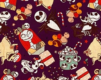 Nightmare Before Christmas Fabric 100% Cotton Fabric by the Yard Disney Oogie Boogie Jack Skellington NBC Fabric