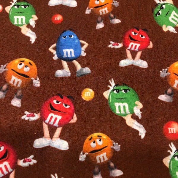 Candy M&Ms Fabric 100% Cotton Fabric Fat Quarter Tumbler Cut chocolate sweet peanut treat snack