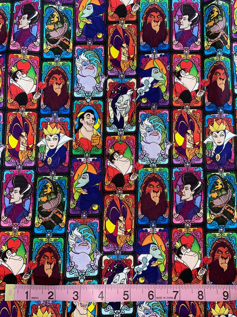 Disney Villains Print 100 Cotton Fabric by the Yard Disney Etsy Canada