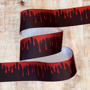 Halloween Ribbon 1&quot; & 1.5&quot; Grosgrain Ribbon By The Yard High Quality Halloween Blood Dripping Splatter